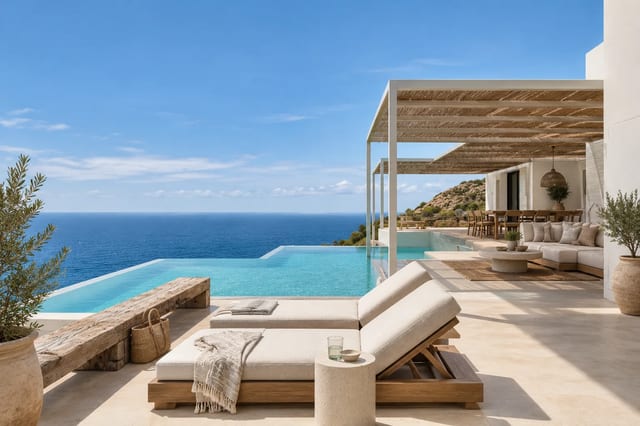 Exclusive eight-bedroom villa with panoramic sea views in northern Ibiza